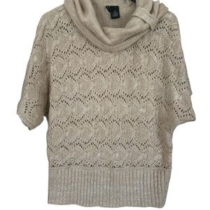 Beige Knit Cowl Neck Sweater